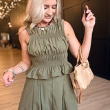 Central Park Ruched Tank In Olive