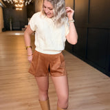 Tuscany Faux Sued Shorts In Camel