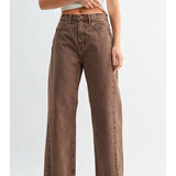 High Rise Twist Seam Barrel Jean In Vintage Brown
