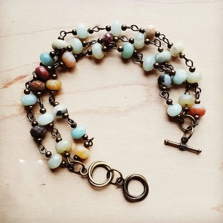 Amazonite Triple Strand Beaded Bracelet - Infinity Raine