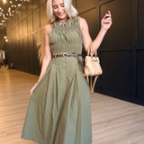 Central Park Ruched Tank In Olive