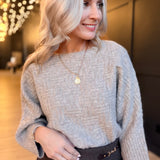 Relaxed Textured Pullover In Taupe