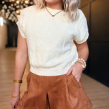 Tuscany Faux Sued Shorts In Camel
