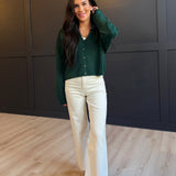 Collared Button Down Cardigan Sweater in Hunter Green