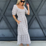 Abstract Print Maxi Dress In Cream - Infinity Raine