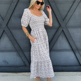 Abstract Print Maxi Dress In Cream - Infinity Raine