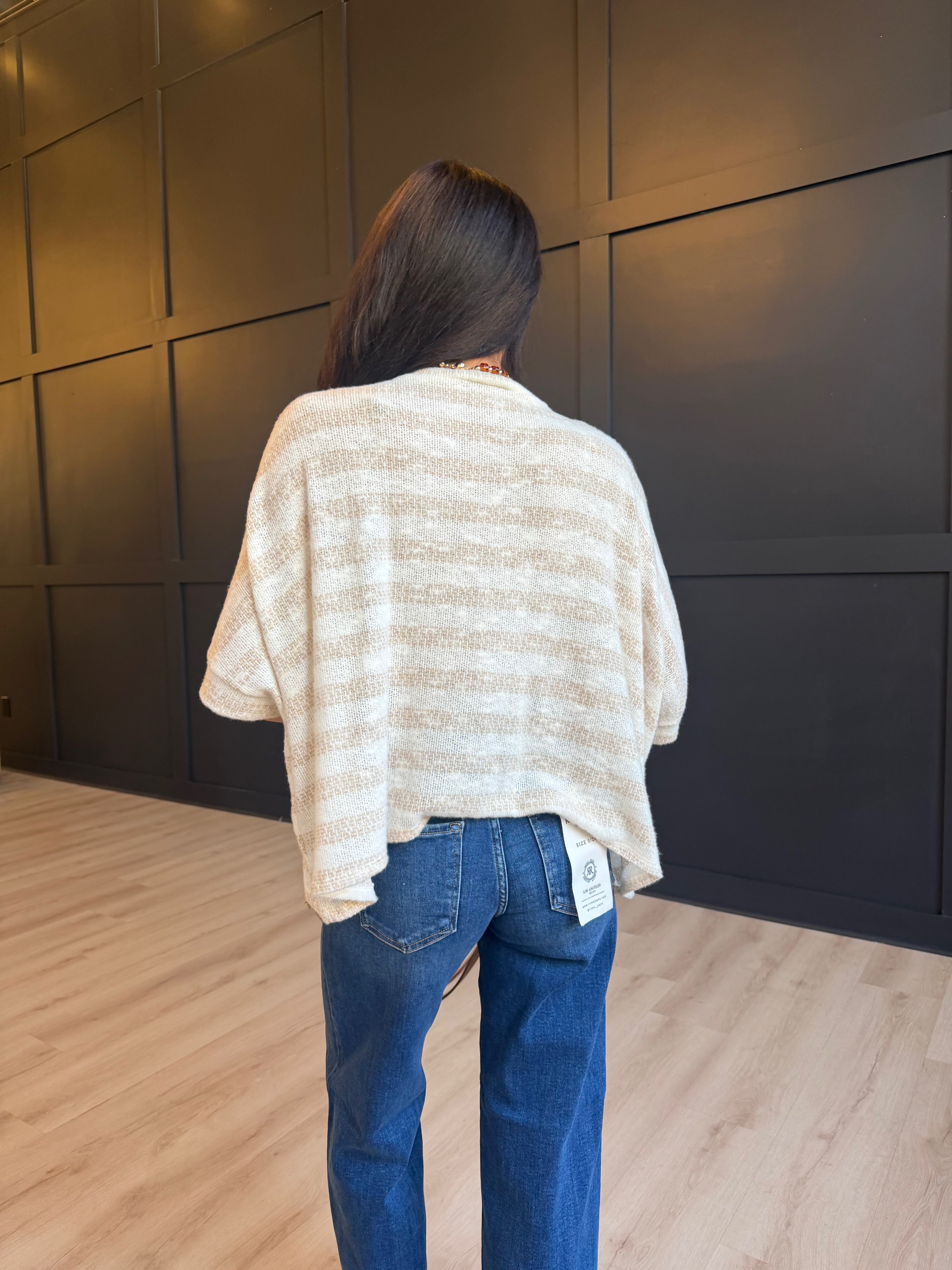 Billie Stripe Brushed Dolman Top In Cream Taupe - Infinity Raine