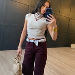 Mock Neck Cap Sleeve Heathered Knit Top- Taupe - Infinity Raine