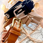 Embroidered Floral Print Vegan Leather Belt In Light Brown - Infinity Raine