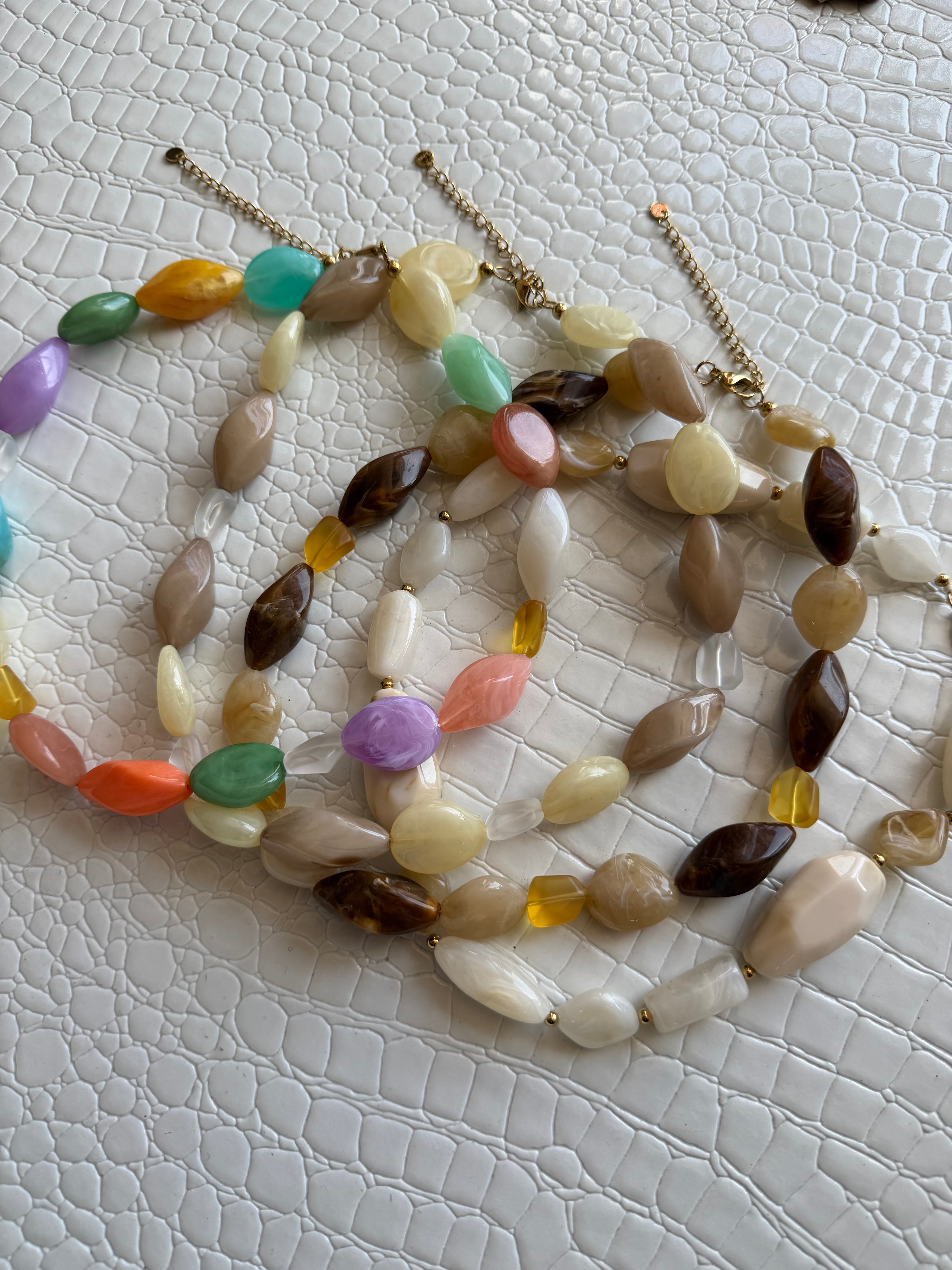 Irregular Chunky Marble Resin Beads Necklace - Infinity Raine