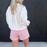 Cotton Shorts with Rope Belts in Pink