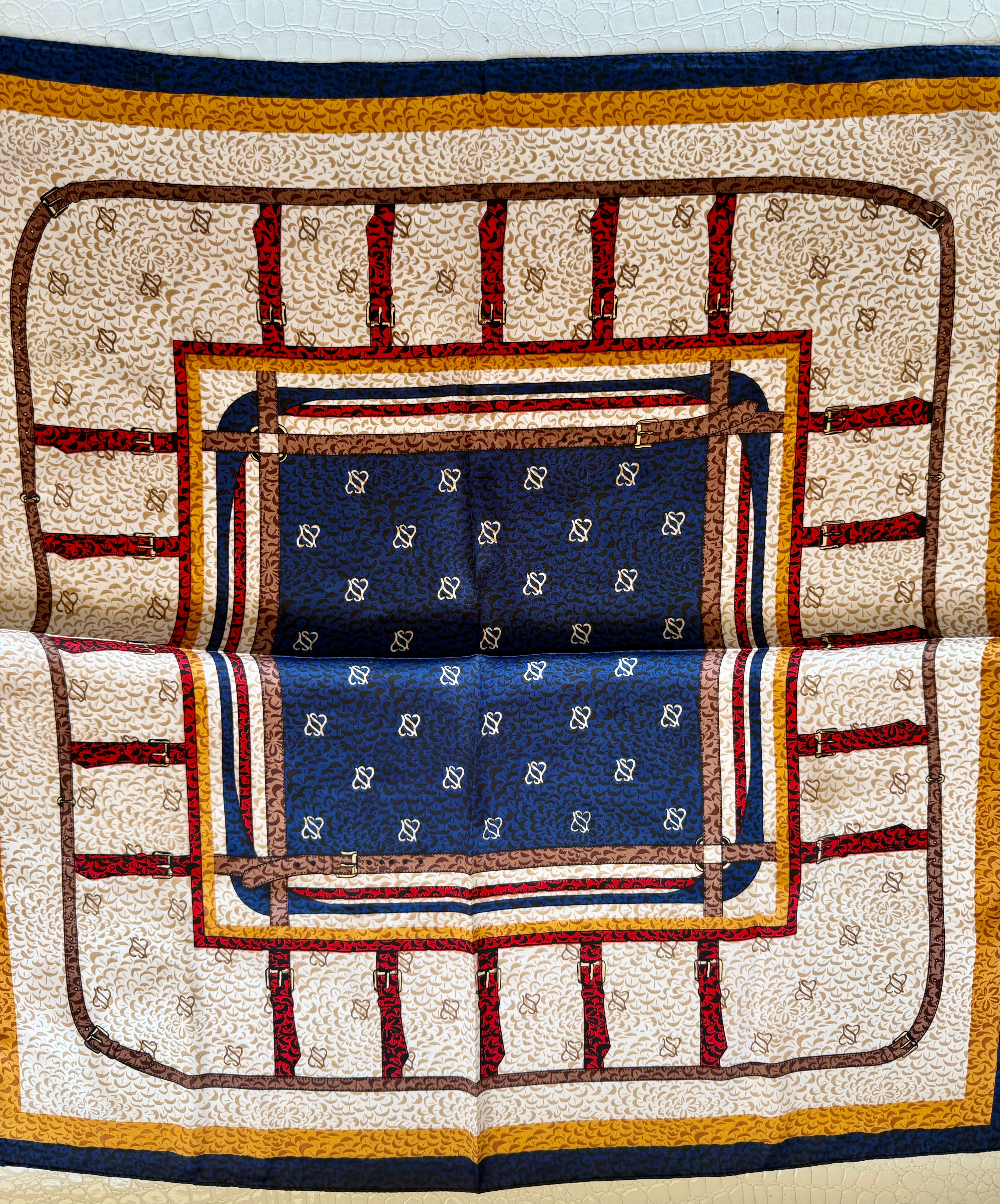 Chic Accent Scarf In Blue And Brown - Infinity Raine