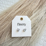 Princess Cut CZ Stud Earing In Silver - Infinity Raine