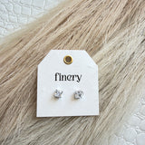 Princess Cut CZ Stud Earing In Silver - Infinity Raine