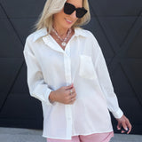 Oversized Pocketed Shirts In White