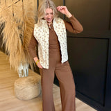 Elastic Waist Side Panel Knit Lounge Pants In Brown