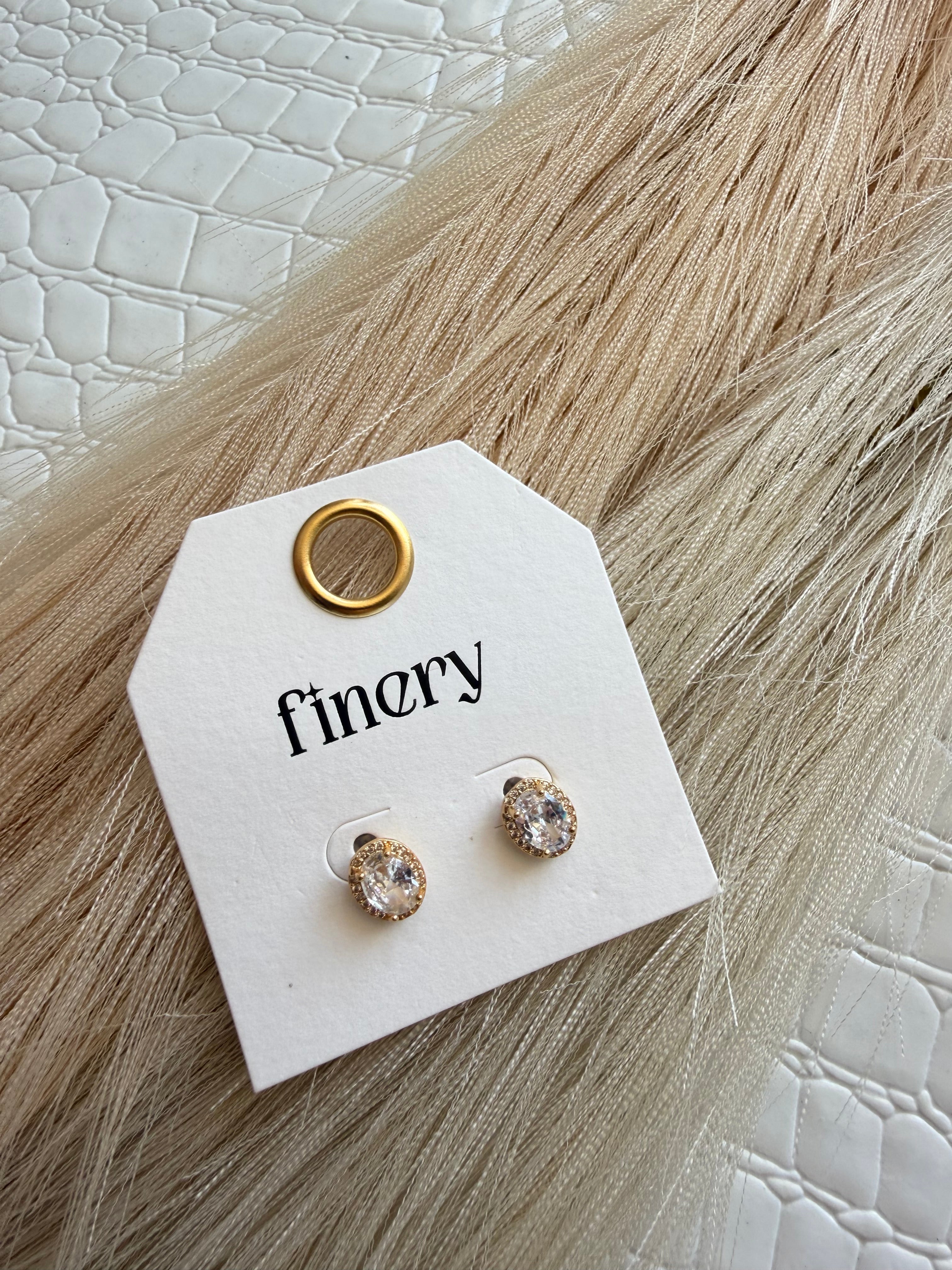 Oval CZ Stud Earring In Gold - Infinity Raine