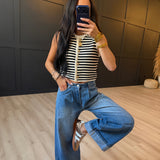 Manon Stripe Sweater Vest In Ivory Black