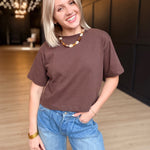 Relaxed Crop Tee In Coffee Bean - Infinity Raine