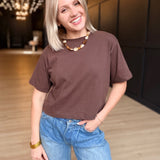 Relaxed Crop Tee In Coffee Bean - Infinity Raine