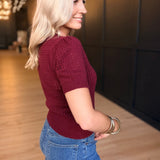 Flynn Netted Sweater Top In Berry