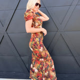 Twist Front Floral Midi Dress