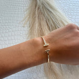 Tiny Gold Pave T Bracelet - Infinity Raine