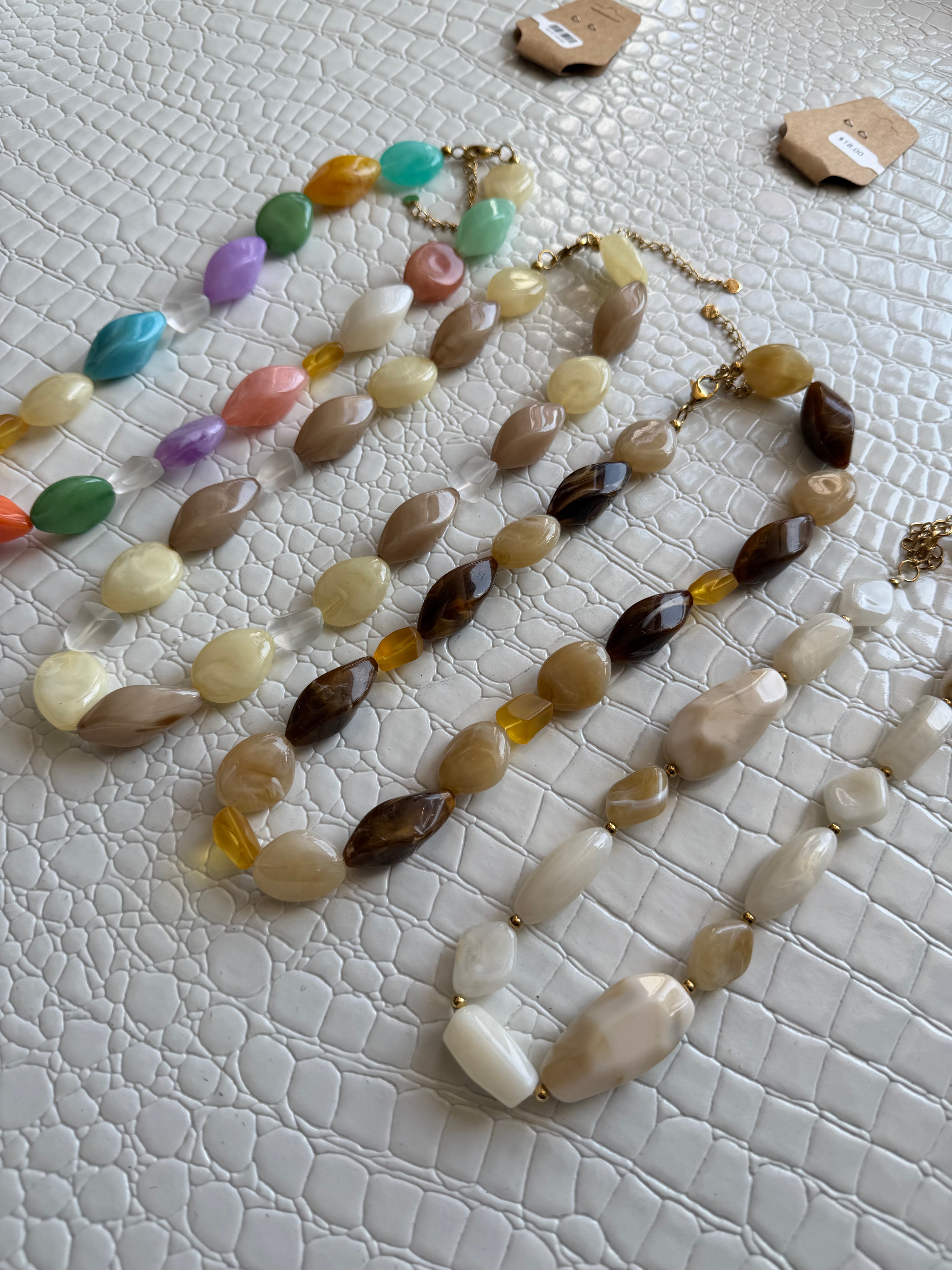 Irregular Chunky Marble Resin Beads Necklace - Infinity Raine