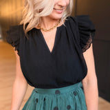 Nightcap Ruffle Sleeve Blouse In Black
