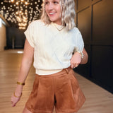 Tuscany Faux Sued Shorts In Camel