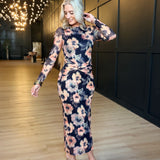 Garden Grit Maxi Dress In Black Multi