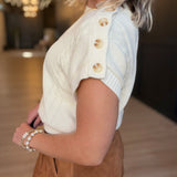 Typewriter Button Detail Sweater In Ivory