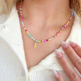 Colorful Beaded Cross Necklace