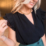 Nightcap Ruffle Sleeve Blouse In Black