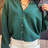 Collared Button Down Cardigan Sweater in Hunter Green