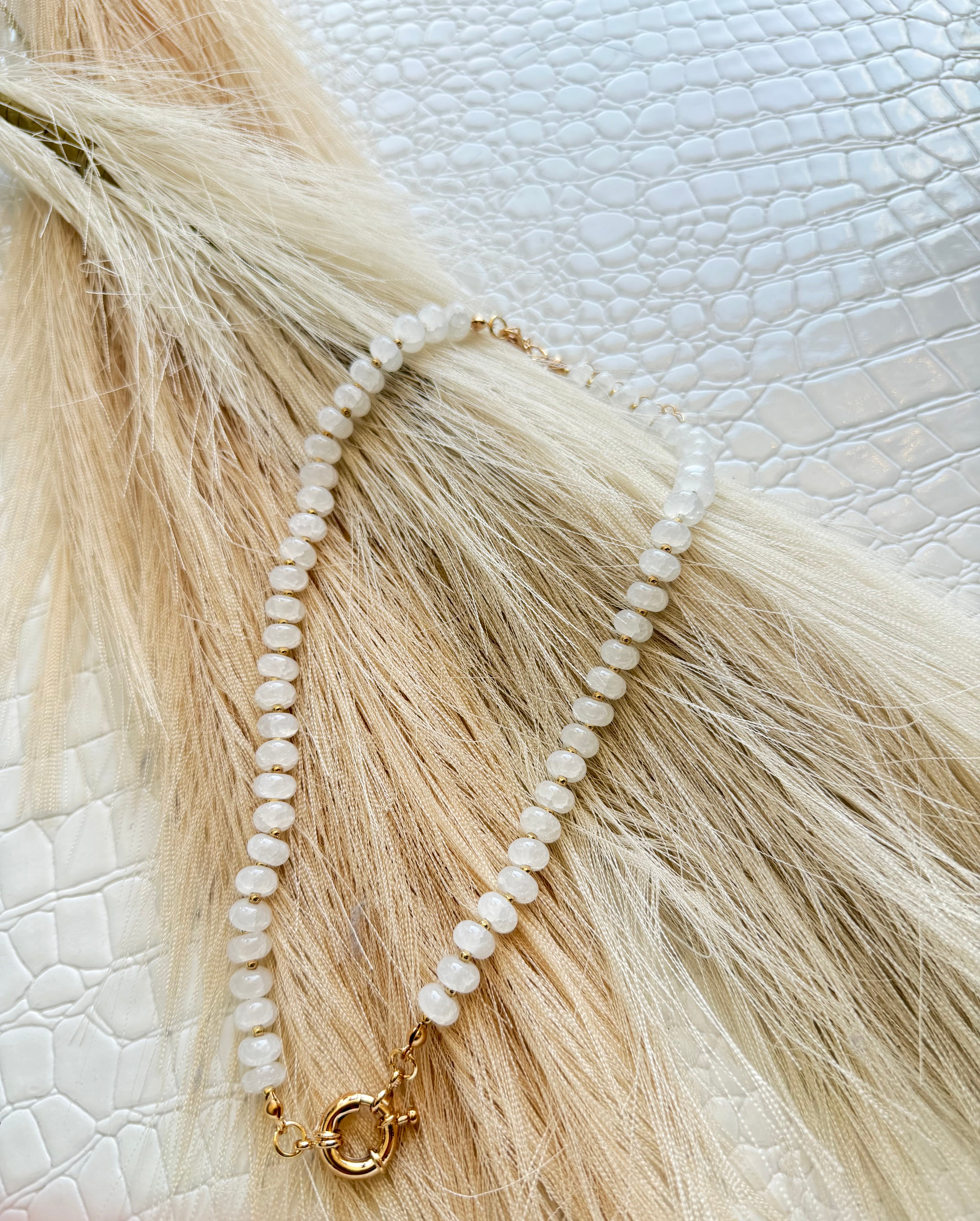 White Marble Beaded Necklace - Infinity Raine