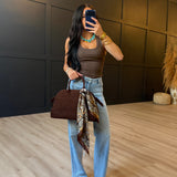 Ruby Studded Knit Tank In Brown