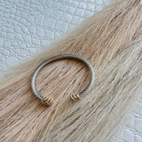 Two Tone Cable Pave Cap Bangle - Infinity Raine
