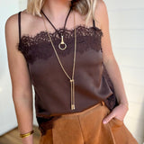 Genuine Leather Horsebit Pendant Cord Necklace