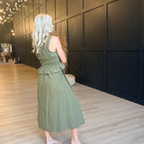 Central Park Midi Skirt W Belt in Olive