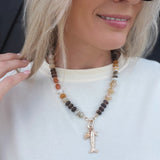 Stone beaded Necklace with Fish and Shell Charms