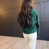 Collared Button Down Cardigan Sweater in Hunter Green