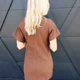 Katia Textured Shift Mini Dress In Espresso