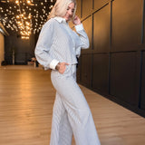 Ivory Hall Stripe Pants In Navy White