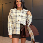 Lola Plaid Coat in Cream Brown - Infinity Raine
