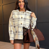 Lola Plaid Coat in Cream Brown - Infinity Raine