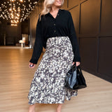 Painted Fields Midi Skirt In Black Multi