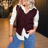 Warm Cider Sweater Vest In Burgundy