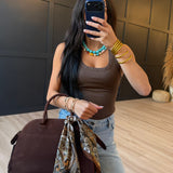 Ruby Studded Knit Tank In Brown