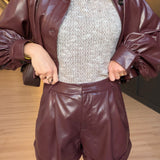 District Vegan Leather Shorts In Wine